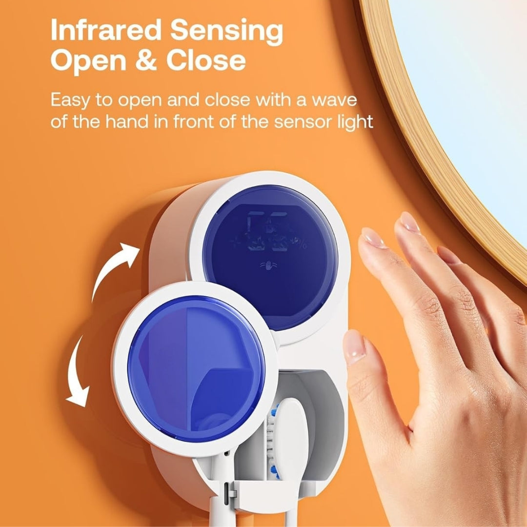 Upyogaa UV Toothbrush Cleaner & Holder – LED Smart Screen, Rechargeable Wall Mount Design for Bathrooms