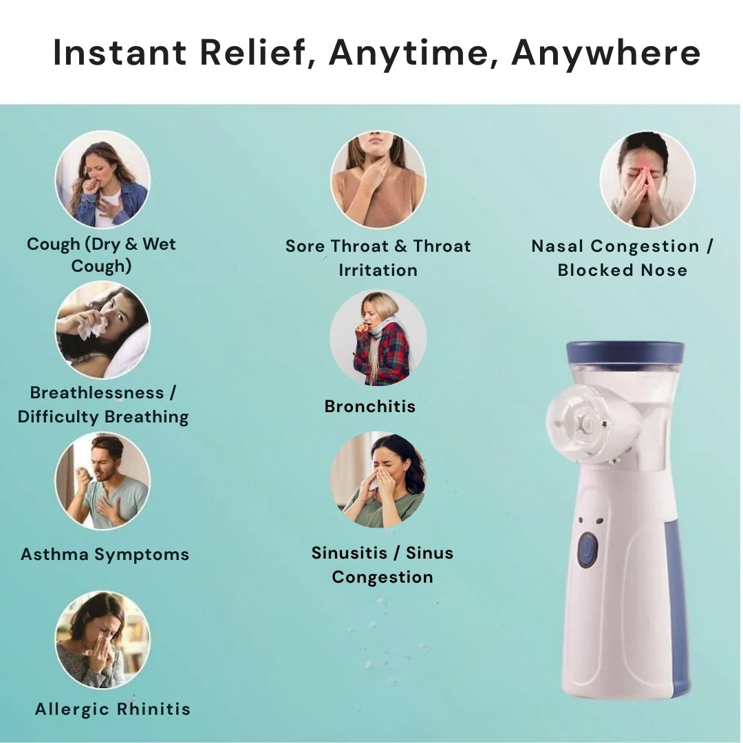Upyogaa Portable Mesh Nebulizer for Quick, Silent & Effective Respiratory Relief | Rechargeable, Ultra-Quiet, Travel-Friendly Nebulizer for Adults & Kids
