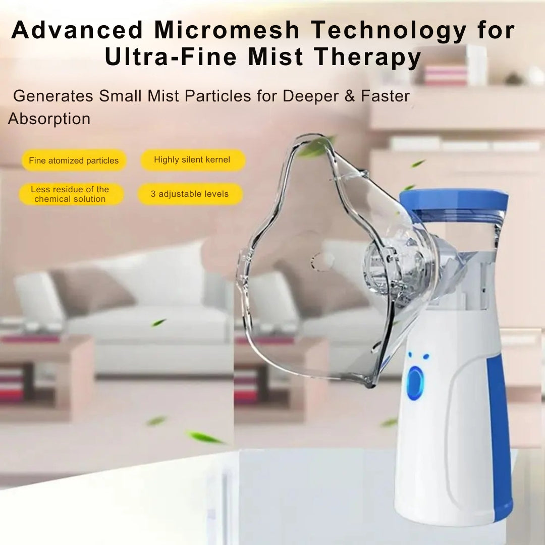 Upyogaa Portable Mesh Nebulizer for Quick, Silent & Effective Respiratory Relief | Rechargeable, Ultra-Quiet, Travel-Friendly Nebulizer for Adults & Kids
