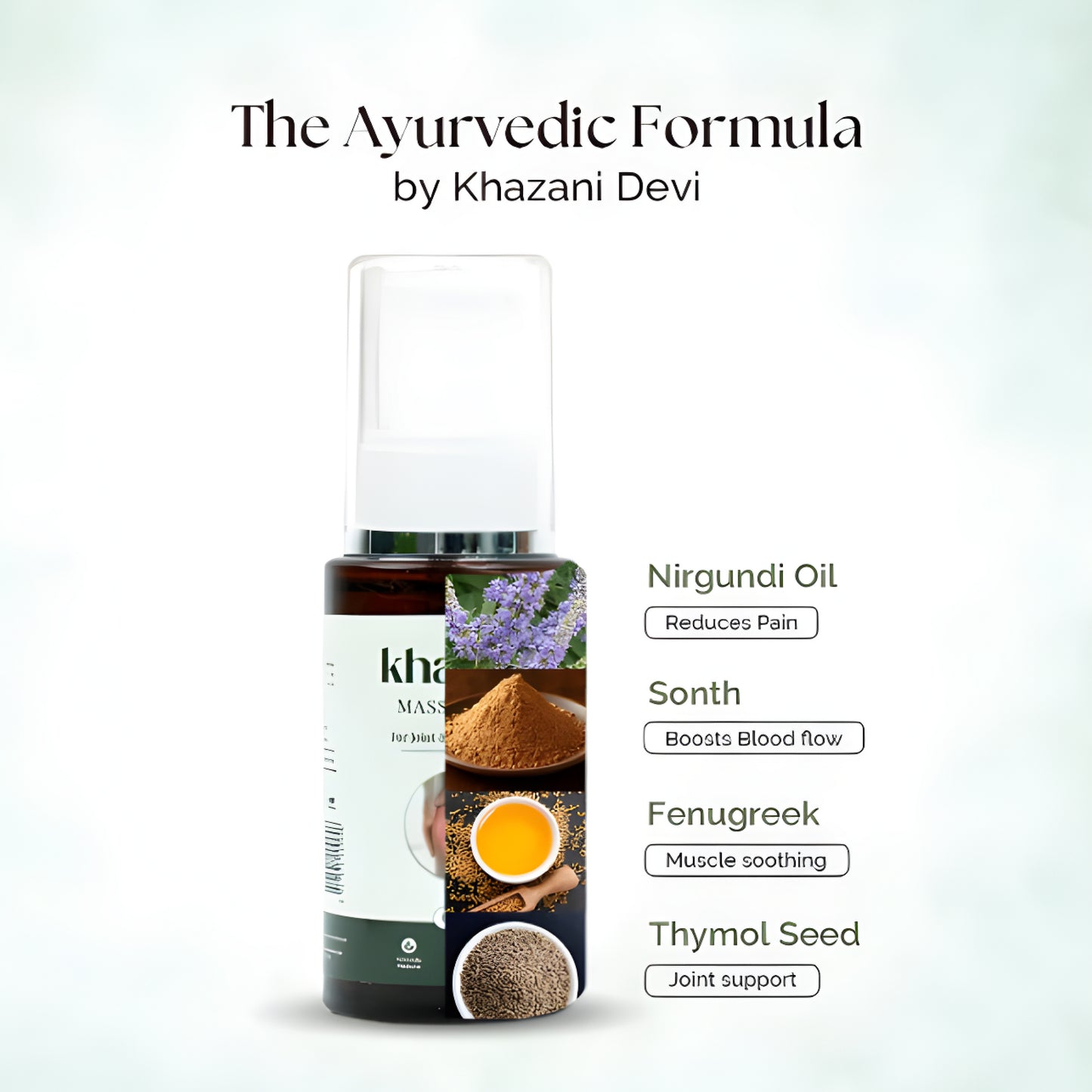 Upyogaa Khazani Massage Oil for Joint Pain & Knee Pain | 60ml Oil Spray | Muscle Pain Relief | Ayurvedic Natural ingredients | Joint Pain Oil - Shoulder Pain, Neck Pain