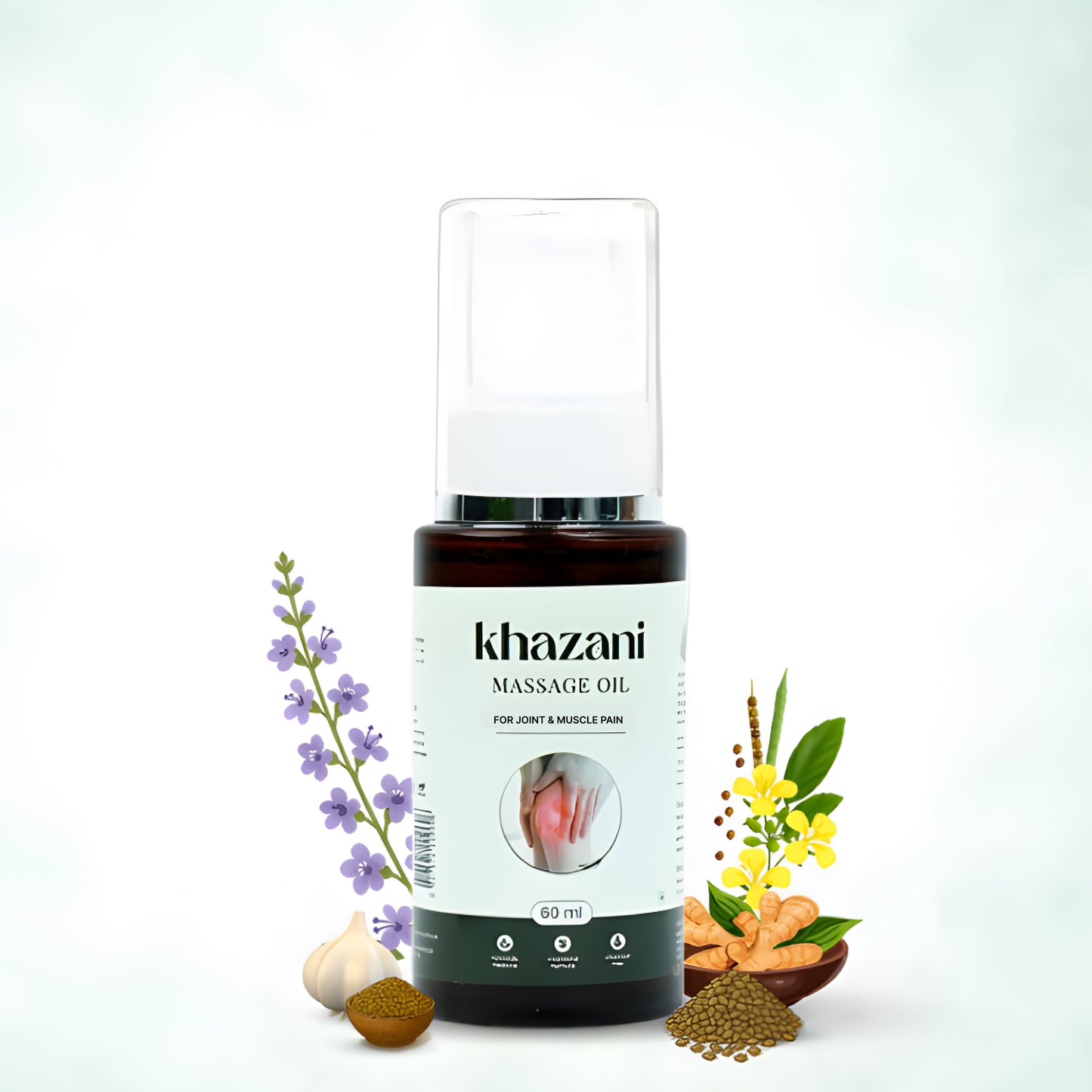 Upyogaa Khazani Massage Oil for Joint Pain & Knee Pain | 60ml Oil Spray | Muscle Pain Relief | Ayurvedic Natural ingredients | Joint Pain Oil - Shoulder Pain, Neck Pain