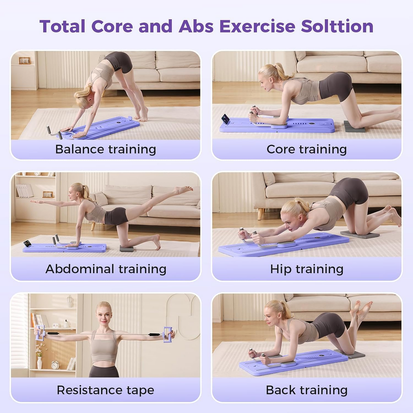 Upyogaa Foldable Pilates Board | Multifunctional Ab Board Automatic Rebound | Full Body Exercise Equipment for Home | Pilates Reformer with Elbow Support & Resistance Bands & Abs Mat & Handles