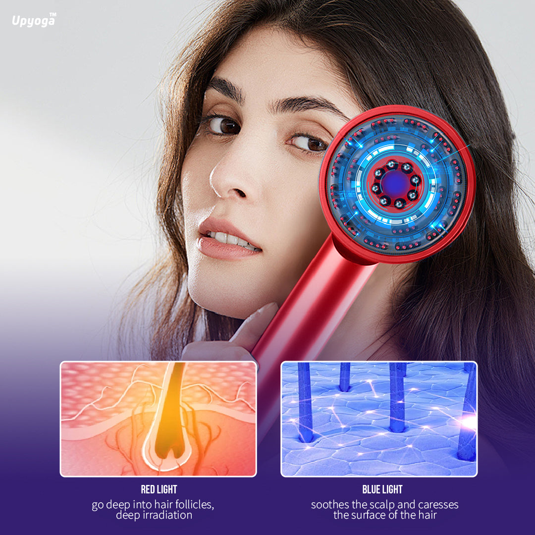 Upyoga Trilogy Red Light Therapy Hair Scalp Massager & Oil Applicator Hair Rejuvenation Device | 1 Year Warranty