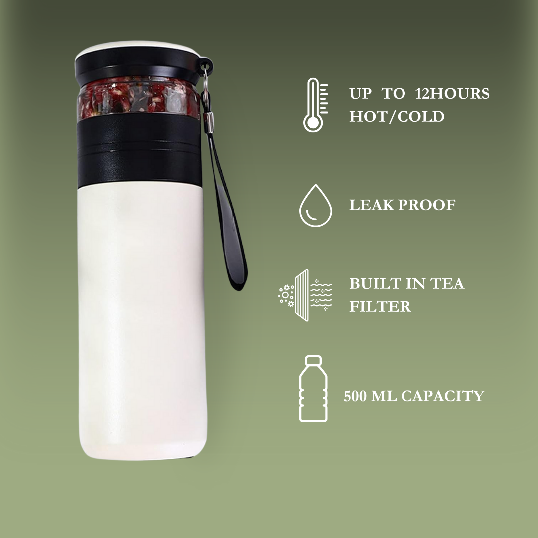 Stainless Steel Vacuum Flask With Tea Separation cup & water bottle