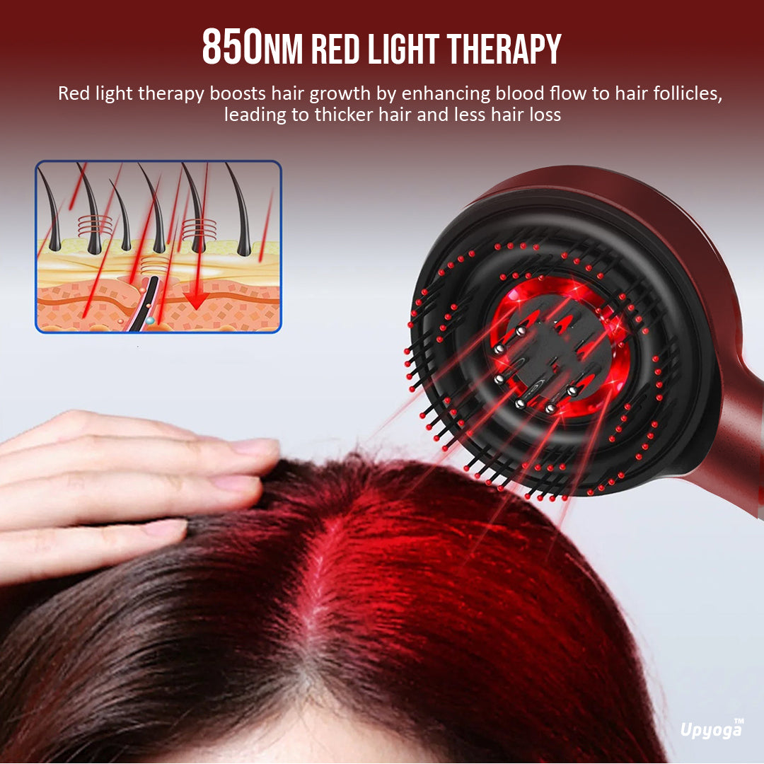 Upyoga Trilogy Red Light Therapy Hair Scalp Massager & Oil Applicator Hair Rejuvenation Device | 1 Year Warranty