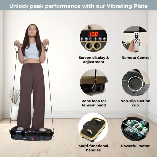 Upyogaa Vibration Plate Exercise Machine – Full-Body Workout, Lymphatic Drainage, 8000 Vibrations/min | 200 Speed Levels | Power - 200Watt | 140 KG-190 KG Capacity | 1 Year Warranty
