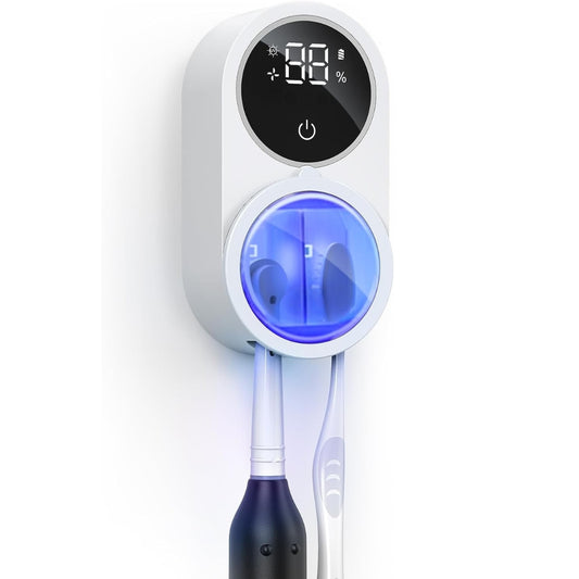 Upyogaa UV Toothbrush Cleaner & Holder – LED Smart Screen, Rechargeable Wall Mount Design for Bathrooms