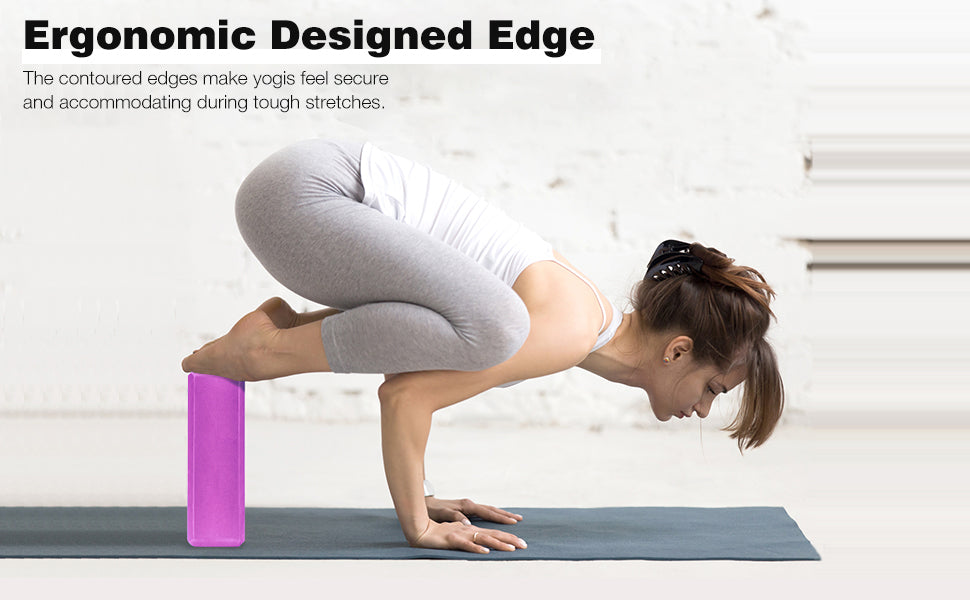 Heathyoga Yoga Blocks 2 Pack with Strap, High Density EVA Foam