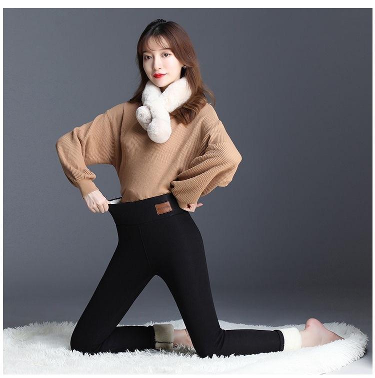 26 to 34 Black Color Women Warm Thick Fur Lined Fleece Winter Thermal Soft Legging  Tights